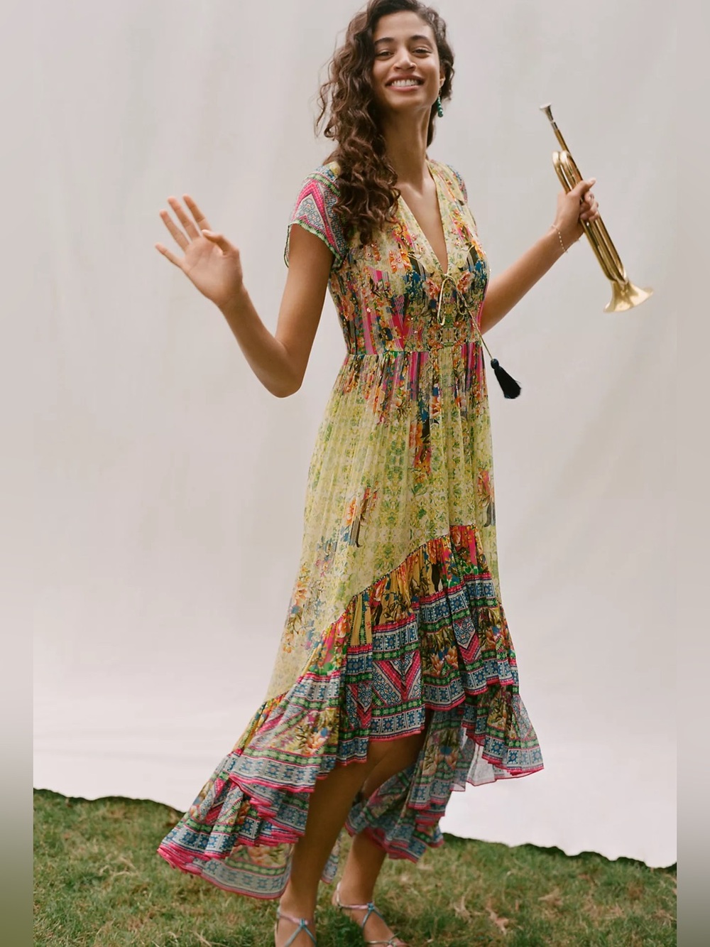 NWT Anthropologie Bhanuni Jyoti Arianna Maxi Dress Boho Chic Floral Gypsy - Picture 4 of 7